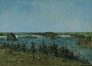 George Catlin Las cataratas de San Antonio oil on canvas